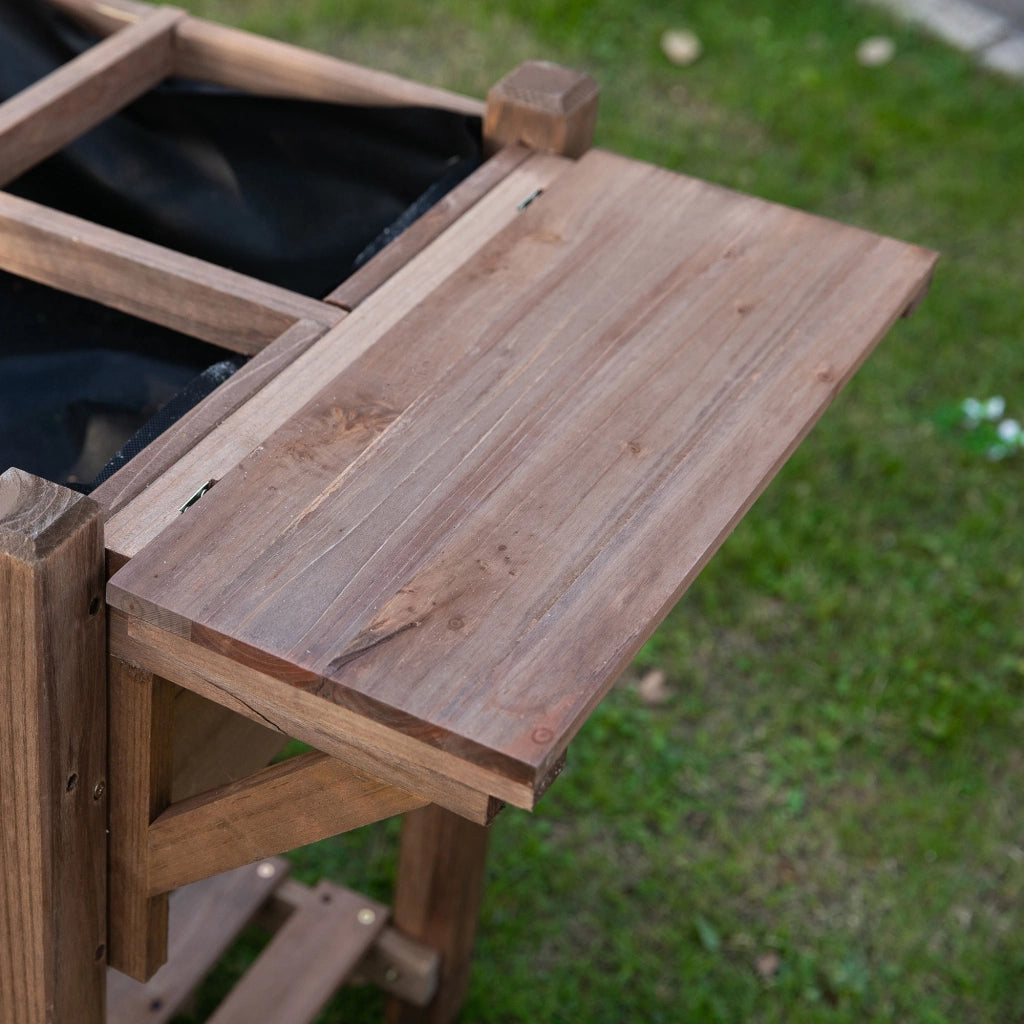 Letto per Orto Rialzato in Legno con Ripiano Pieghevole e Mensola Inferiore, 123x54x80cm