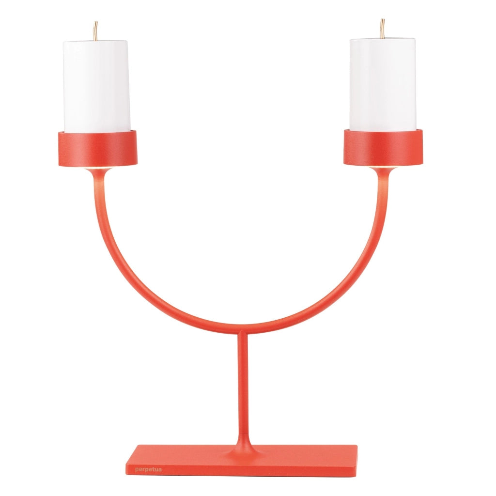 Perpetua Lampada da tavolo Double 2 bracci LED senza fili, ricaricabile, colore Rosso, CRI 90, IP54 per interni ed esterni, design iconico moderno