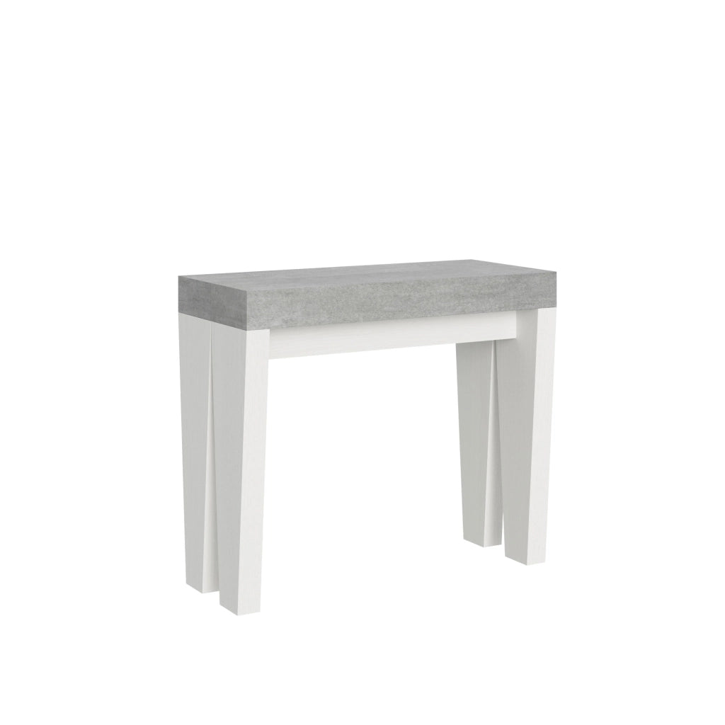 Consolle allungabile 90x40/196 cm SpimboX Mix Small piano Cemento - struttura Bianco Frassino