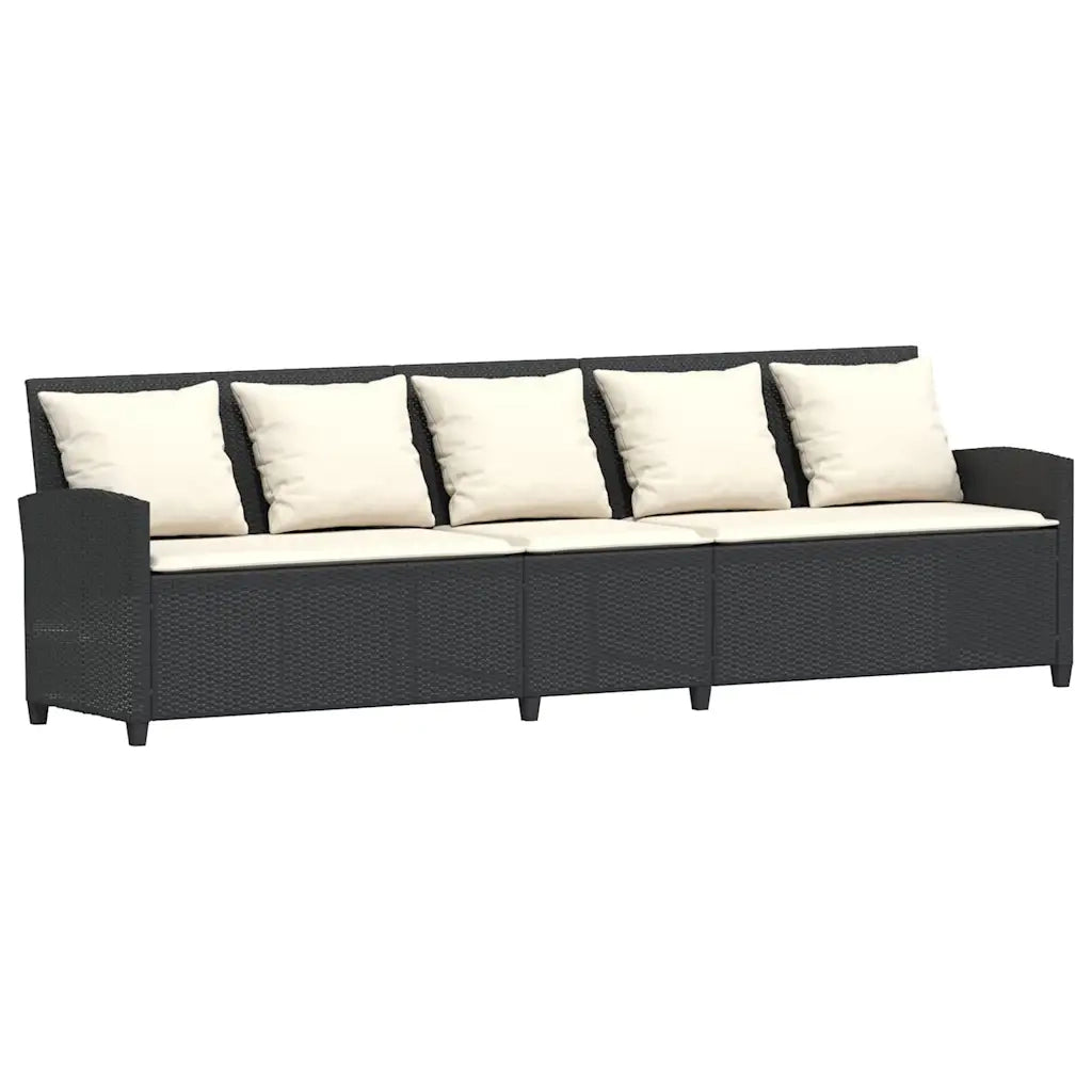 Set Divani da Giardino 4 pz con Cuscini Nero in Polyrattan