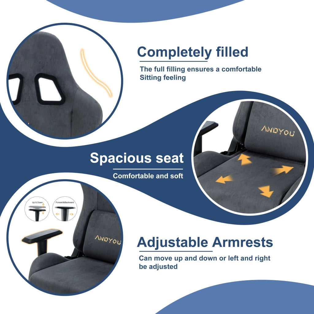 Sedia Gaming Ergonomica con Poggiapiedi ¨C Xylo ¨C Grigio Traspirante Regolabile Girevole
