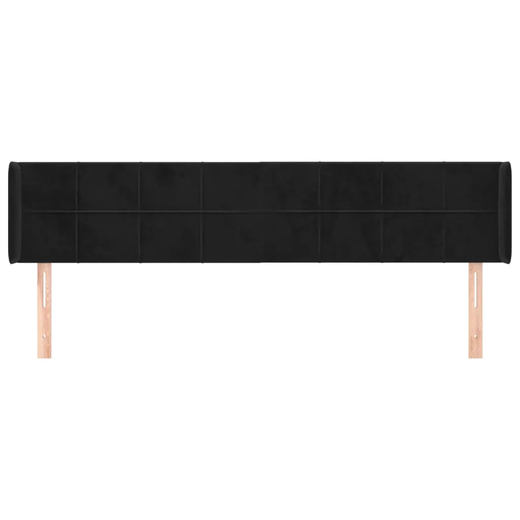 Testiera ad Orecchio-Testata con Orecchie Nera 183x16x78/88 cm in Velluto 432713