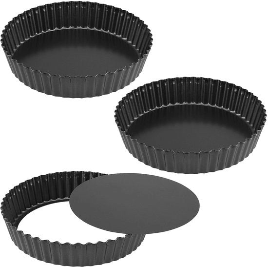 Quichepan 22 cm con fondo rimovibile - trattato con canna - in acciaio inossidabile duraturo - ideale per torte e quiches - forma per torte