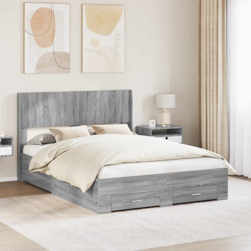 Struttura del letto con stoccaggio e testata Sonoma grigio 3414496