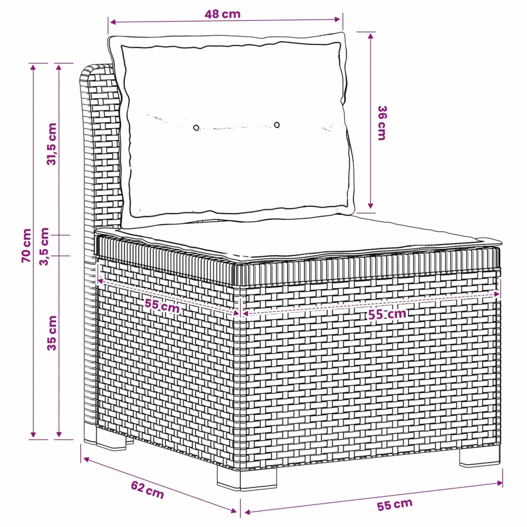 Divano da esterno-Divano da Giardino 3 posti con cuscini in look rattan PP 639147
