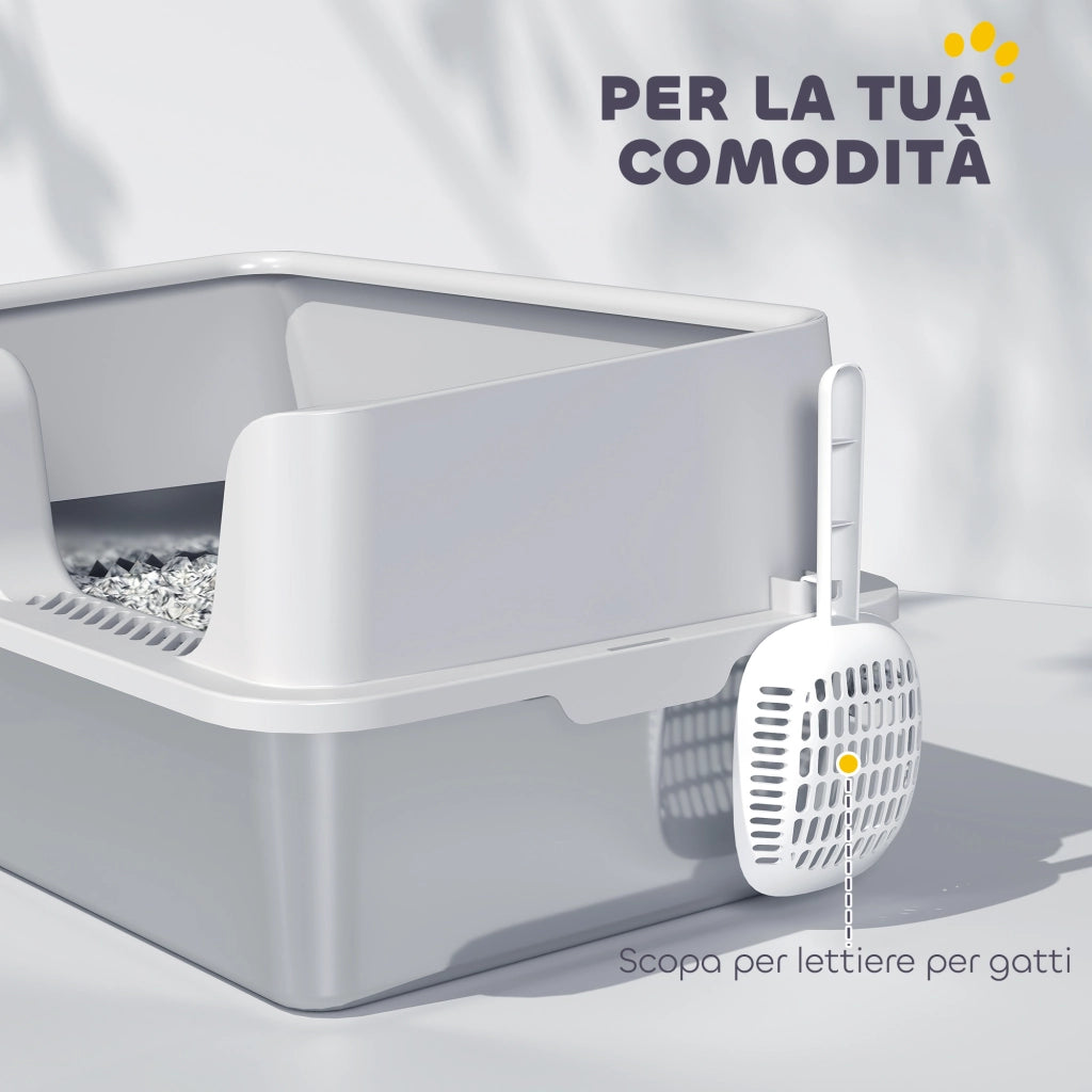 Lettiera per Gatti con Vassoio ¨C Minimal ¨C Acciaio Inox, Grigio, 60x40x28 cm
