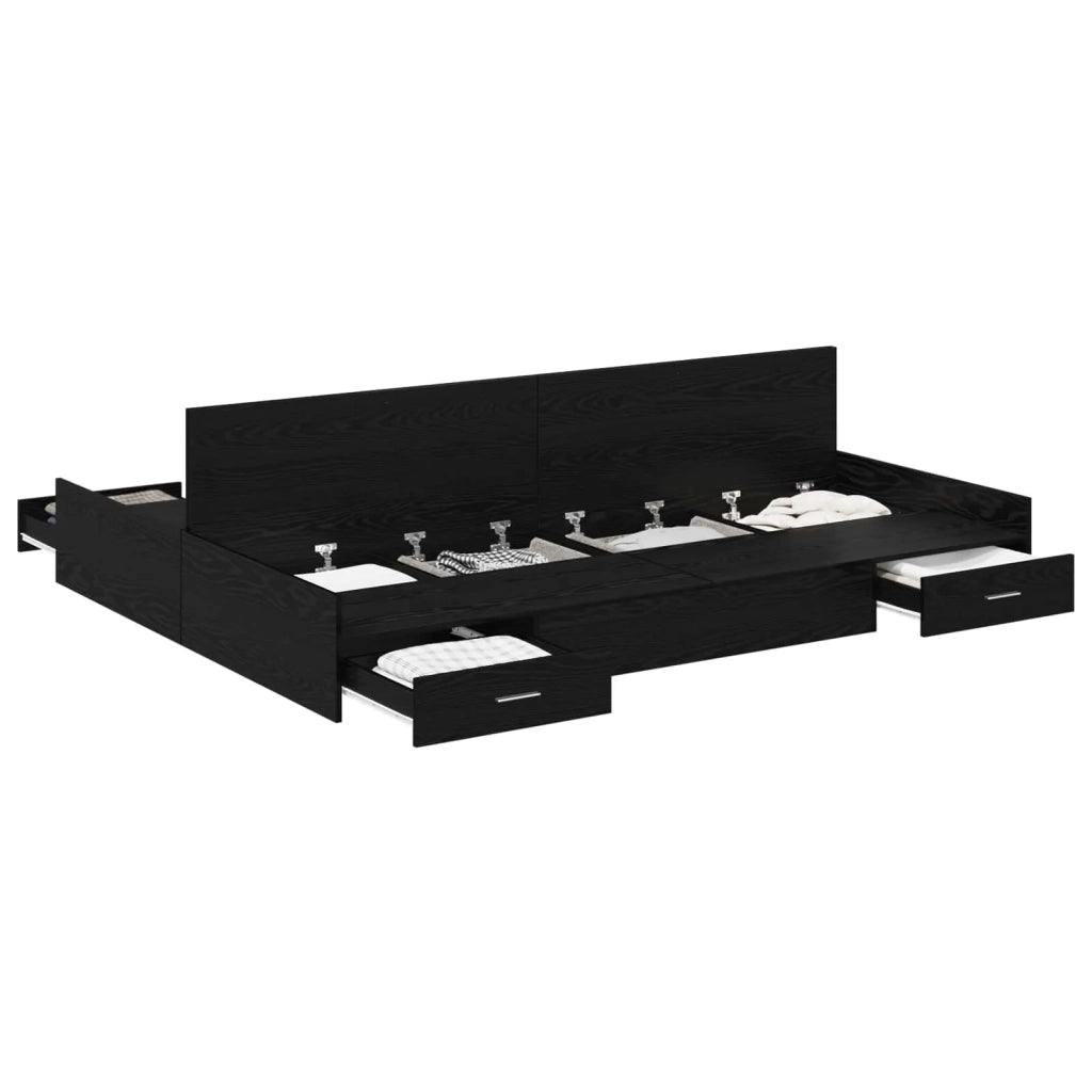 Struttura letto con contenitore Rovere Nero 140 x 200 cm 3335294