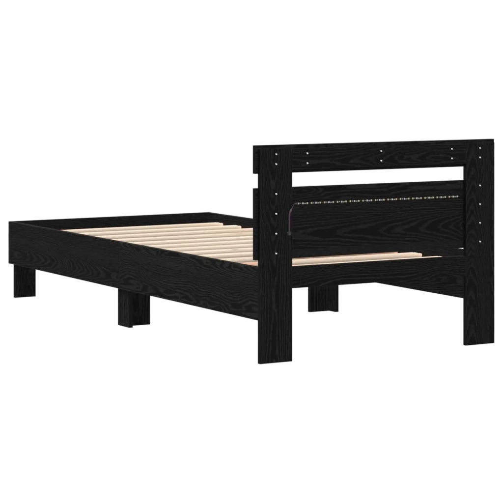 Struttura del letto Rovere Nero 75 x 190 cm Legno multistrato 863817
