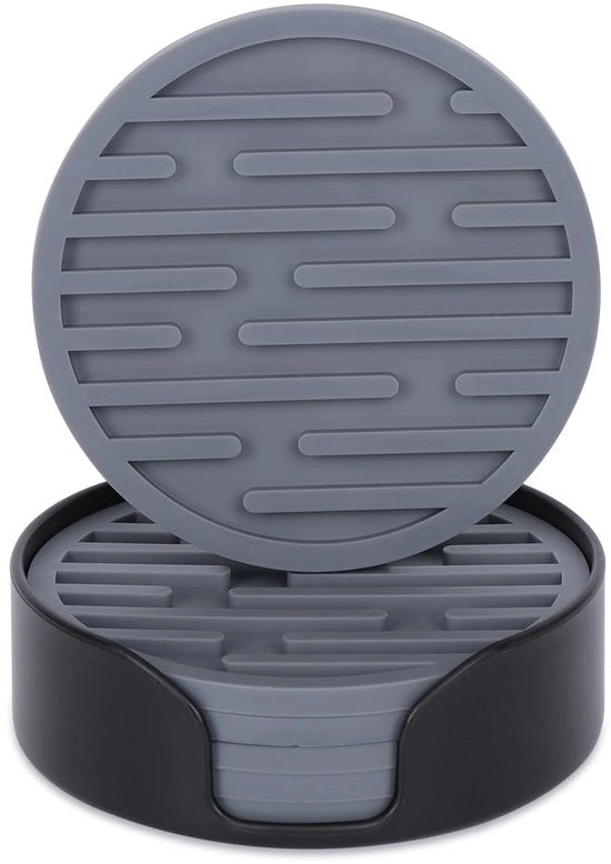 Sostegni per bicchieri, set di 6 sostegni rotondi in silicone per tavolo, sostegni assorbenti per bicchieri, sostegni per arredamento (grigio)