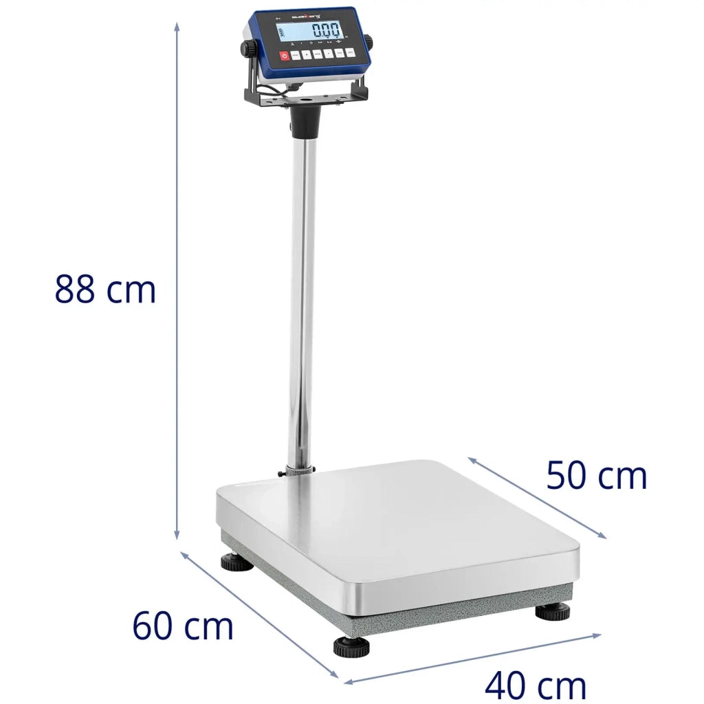 Bilancia a piattaforma professionale industriale capacità di pesatura pacchi 60 kg / 0,002 kg 40 x 50 cm kg/lb acciaio 14_0008368