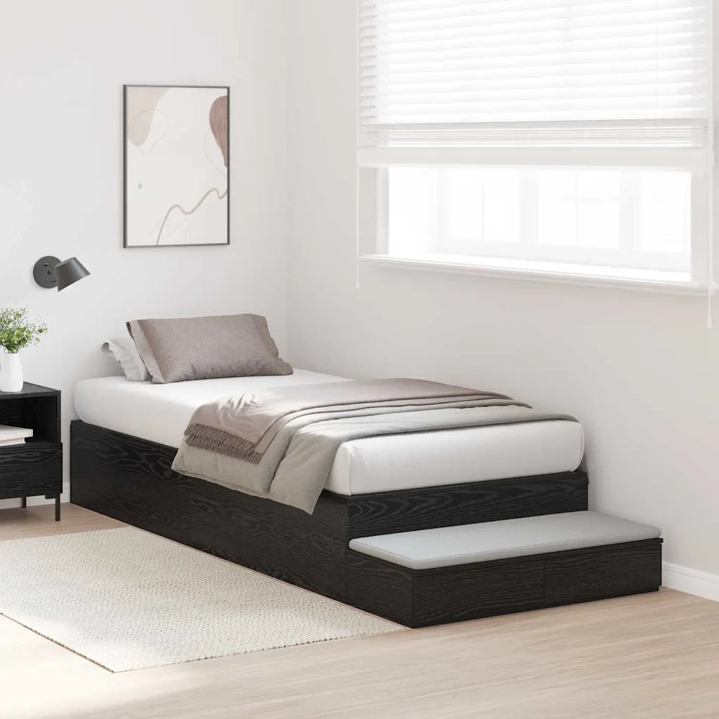 Struttura letto con contenitore con cassetto Rovere Nero 75 cm 3335678