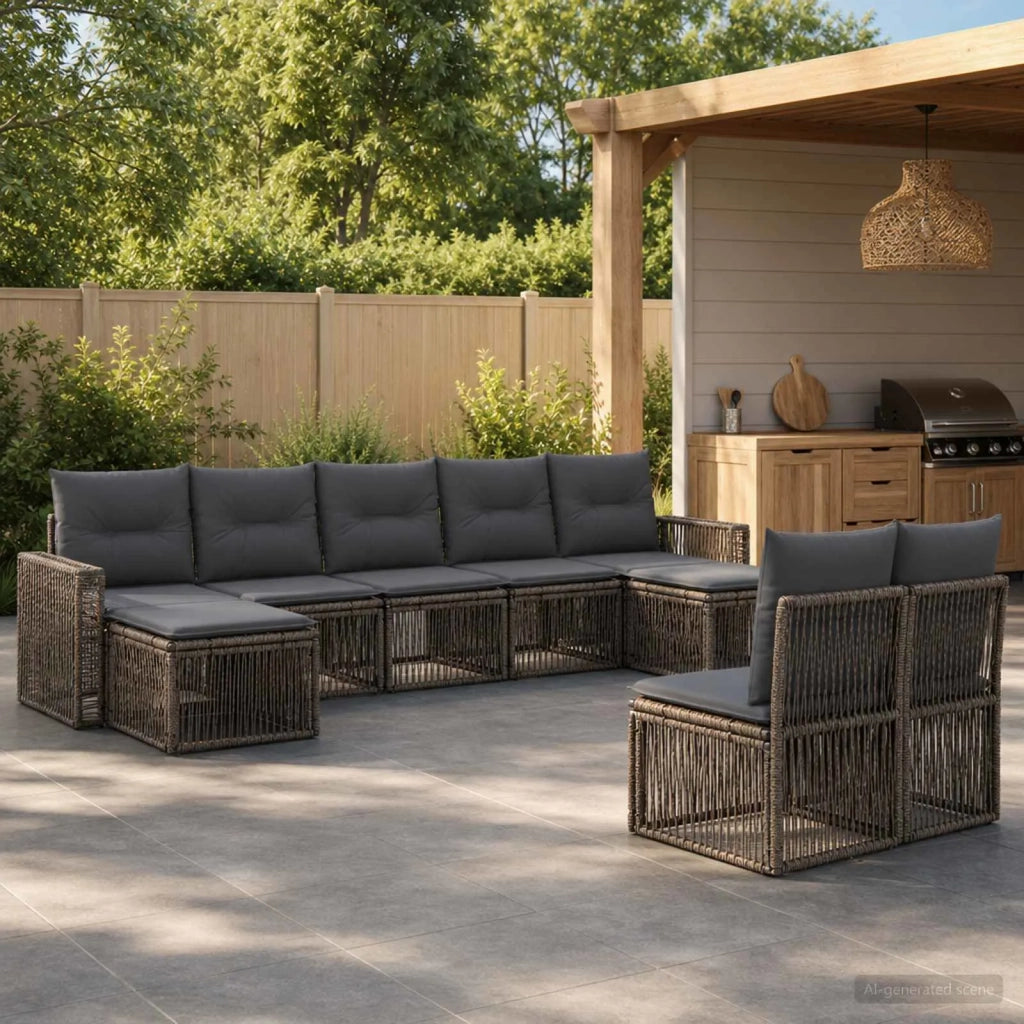 Set Divano da Giardino 9 pz Grigio e Grigio Scuro polyrattan 3435239