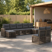 Set Divano da Giardino 9 pz Grigio e Grigio Scuro polyrattan 3435239