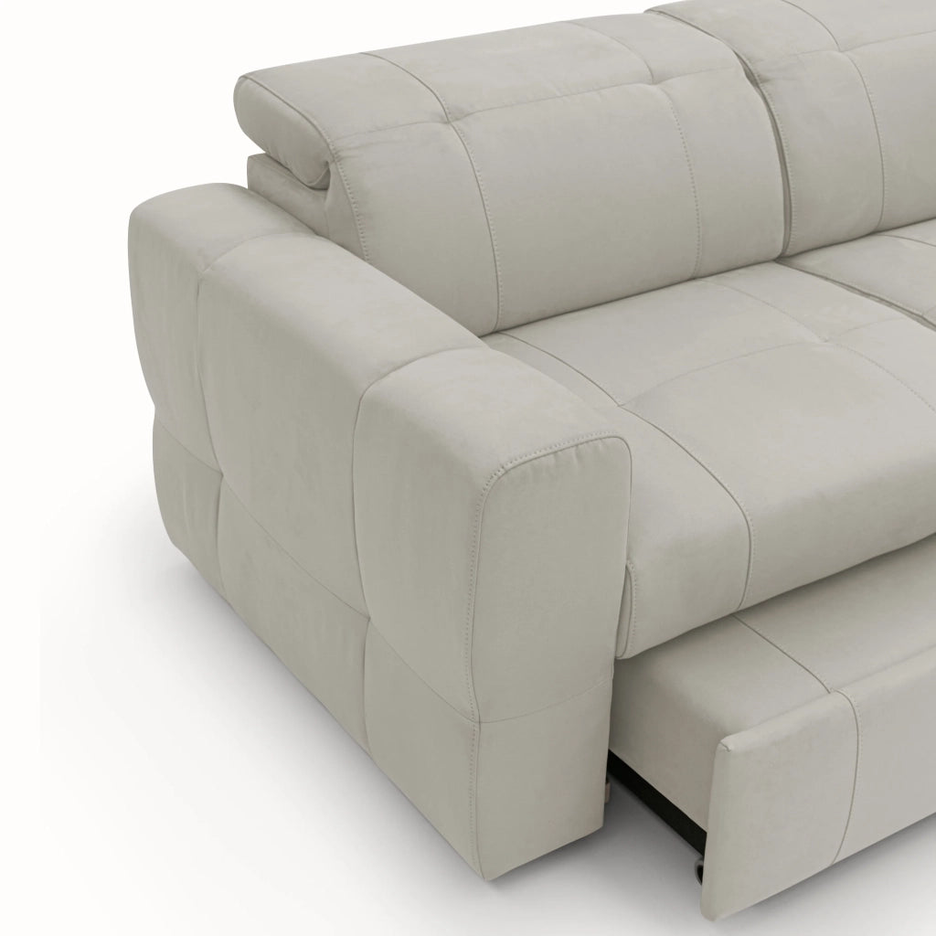 Kronos Divano con estraibile e poggiatesta reclinabili in morbida microfibra impermeabile T11 193 cm panna