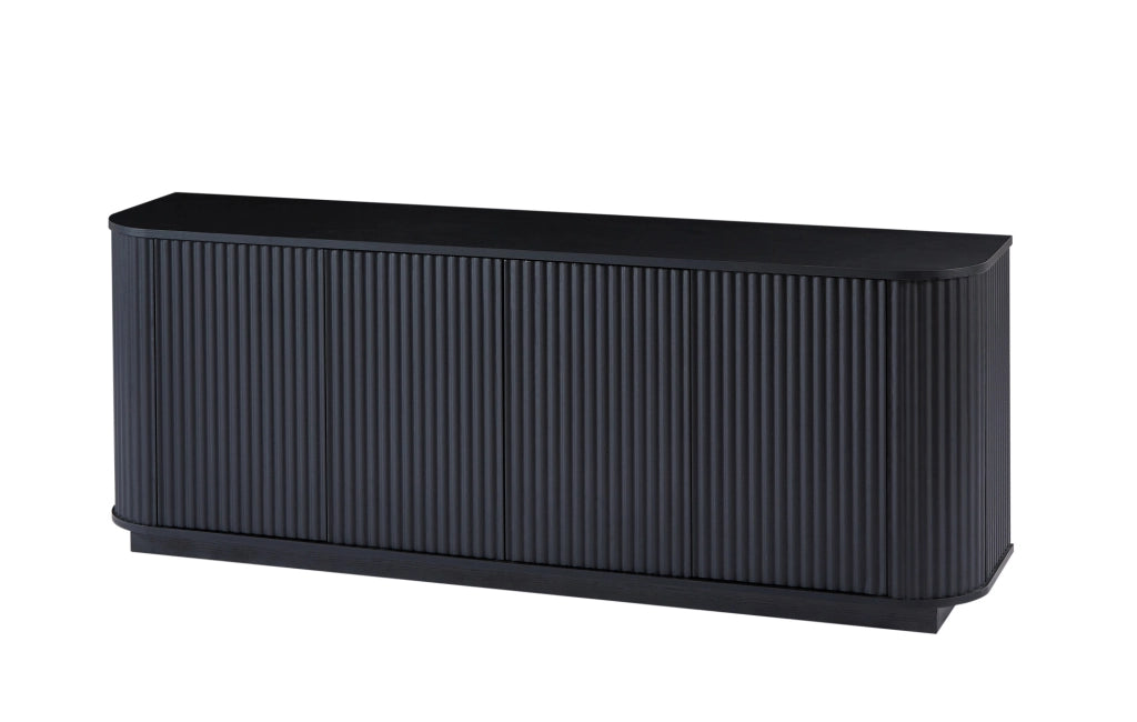 Credenza moderna con motivo ondulato; 4 ante; 162;5x38x61 cm; MDF nero