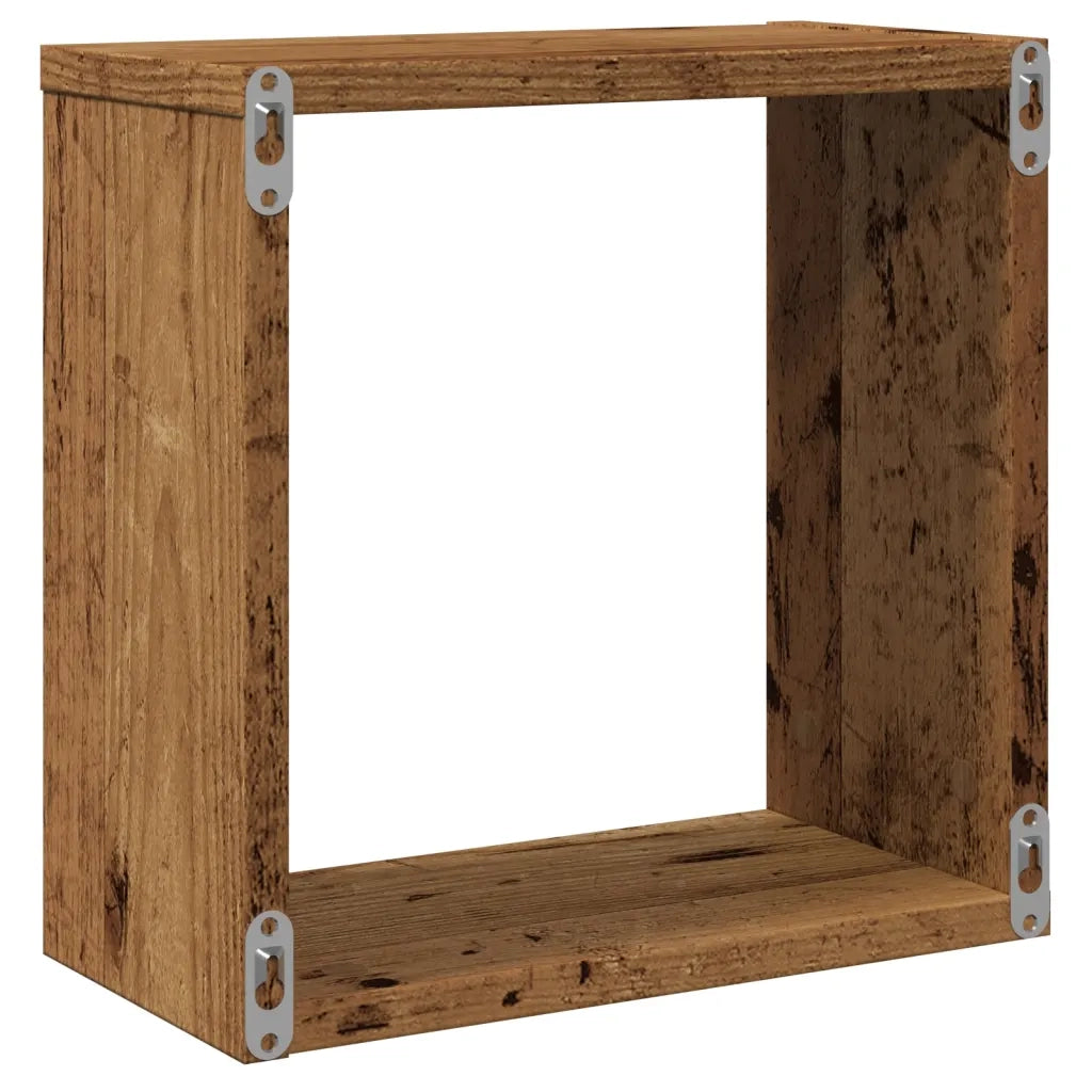Mensole Parete a Cubo 4 pz Legno Vecchio 30x15x30 cm Truciolato 856577