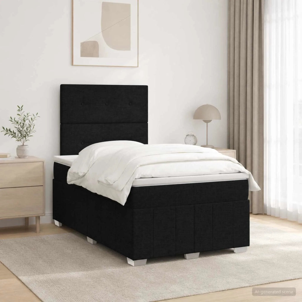 Letto box spring con materasso Nero 120 x 190 cm Tessuto 3454094