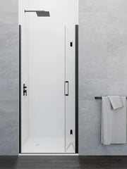 Box doccia frontale GLASS pieghevole 80 (40+35) cm nero trasparente
