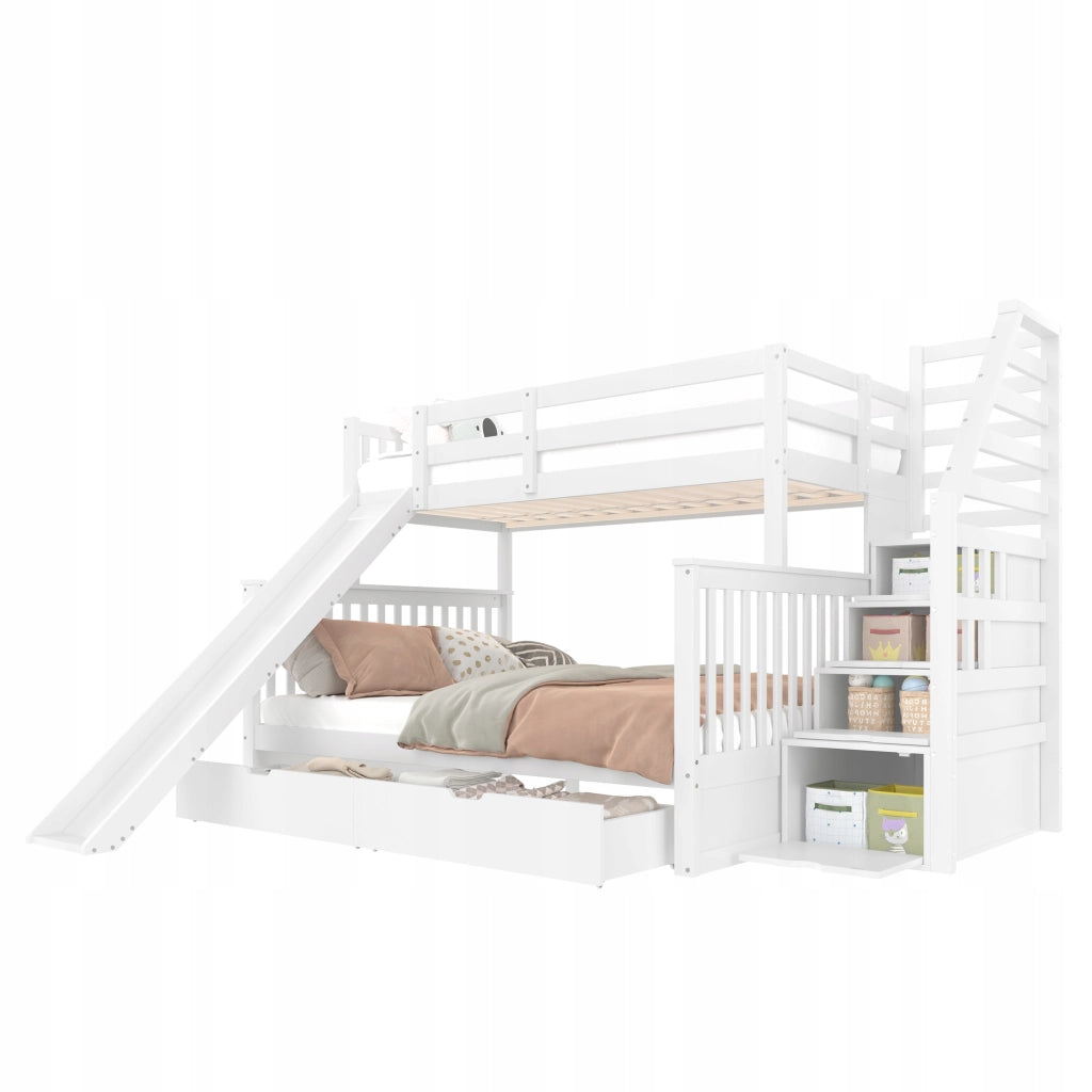 Letto a castello con scivolo - Xylo - 90/140x200 cm - Bianco - Senza materasso