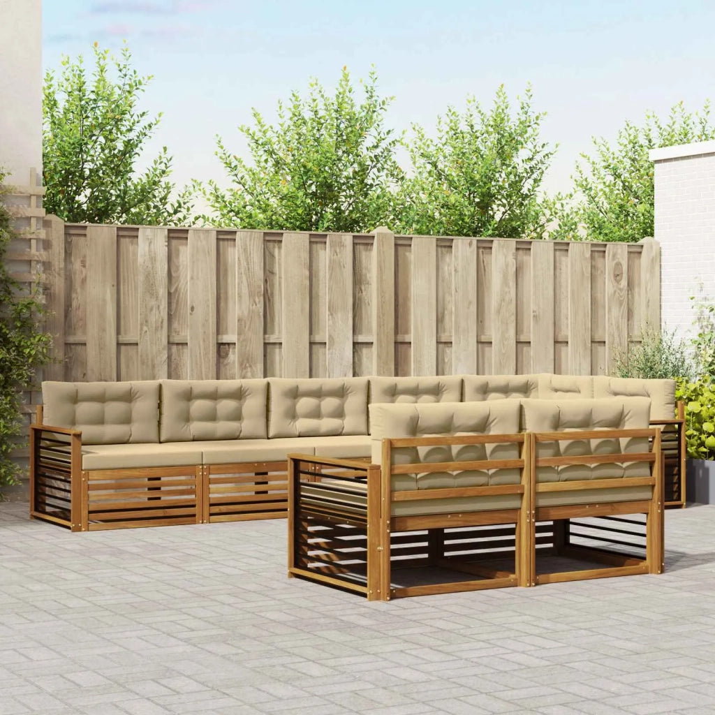 Set di divani da esterno con cuscino 8 pcs Naturale e Beige 3373673