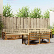 Set di divani da esterno con cuscino 8 pcs Naturale e Beige 3373673