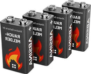 Pile da 9V - Batterie blocco - Allarme - Resistenza estrema alle alte temperature - 4 pezzi - Non applicabile