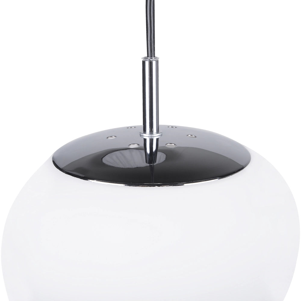 Lampada a Sospensione Vetro Bianco Elementi Argento Forma Irregolare 1 Luce Moderna