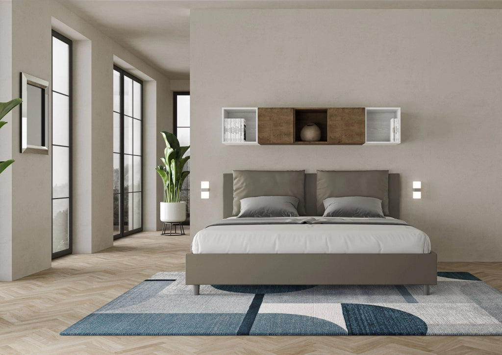 BS COM Letto contenitore imbottito 180x210 similpelle cappuccino