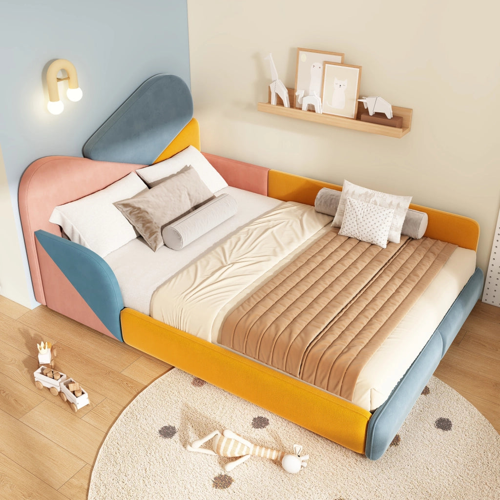 Letto imbottito per bambini 140x200 cm con sponde laterali rialzate