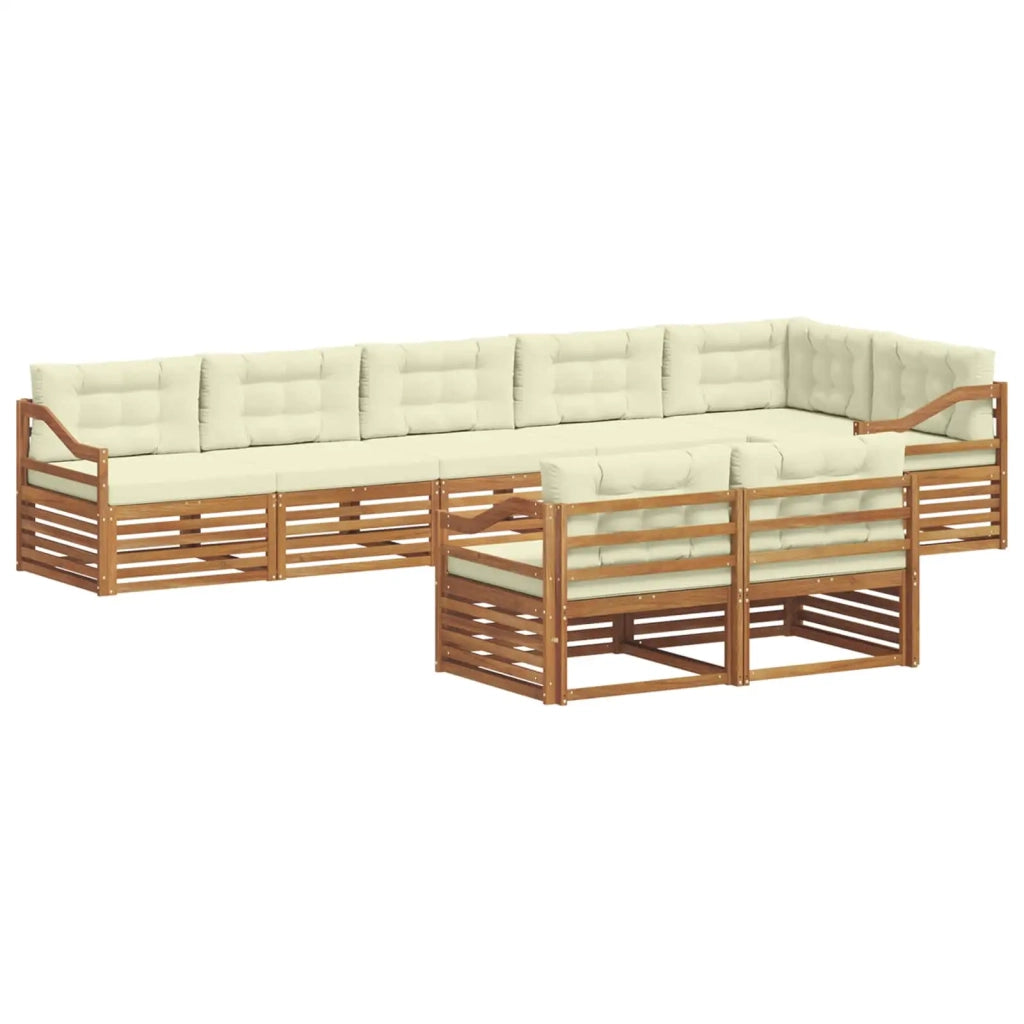Set di divani da esterno con cuscino 8 pcs Naturale e Crema 3373675