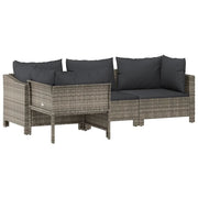 Set da giardino 4 pz | Set Salotto da Giardino con cuscini grigio in polyrattan