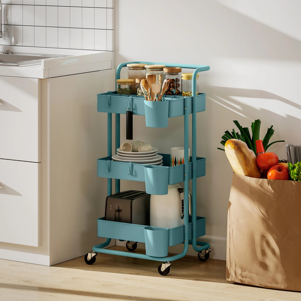 Carrello Portaoggetti Multifunzionale con Ruote e Ganci ¨C Zephmum ¨C Verde 42x38x86.5 cm