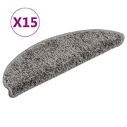 Tappetini per scale 15 pz | Gradini per Scale 56x17x3 cm Grigio Semicircolari