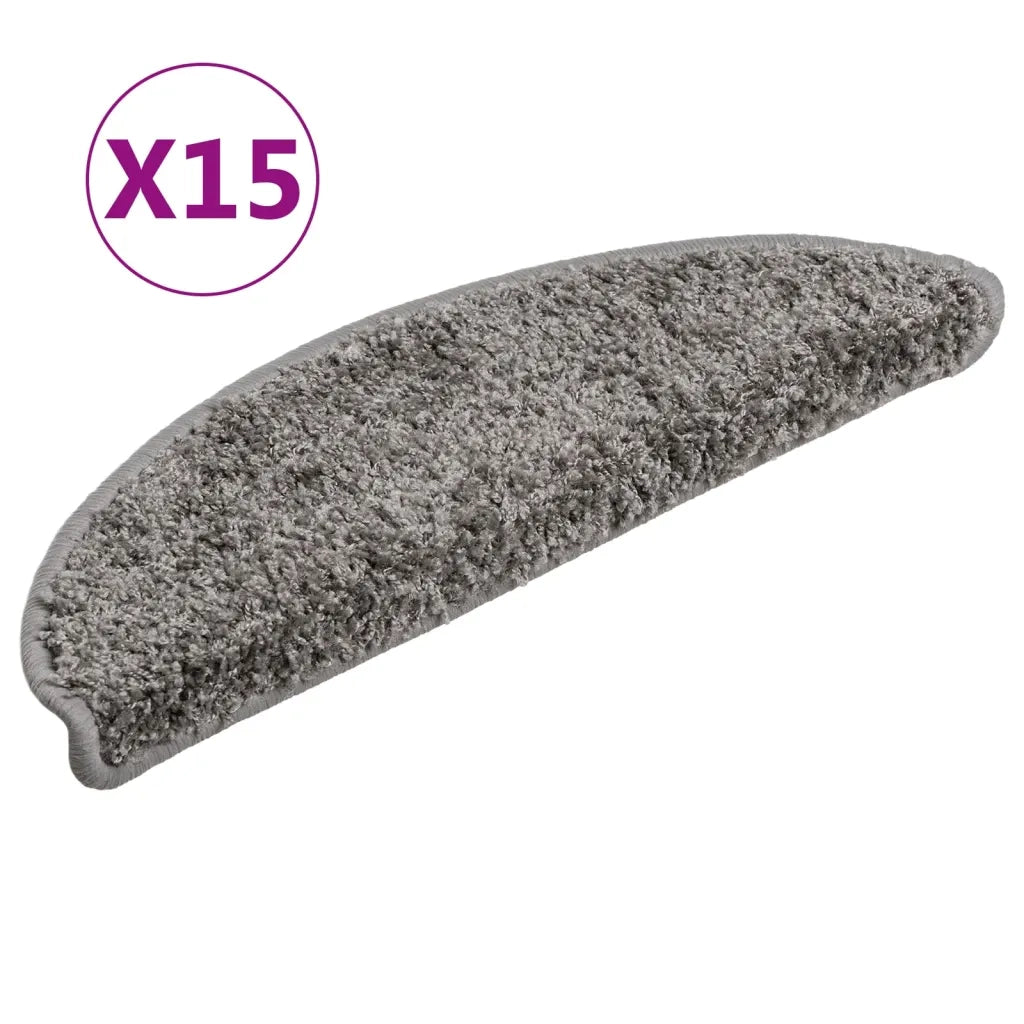 Tappetini per scale 15 pz | Gradini per Scale 56x17x3 cm Grigio Semicircolari