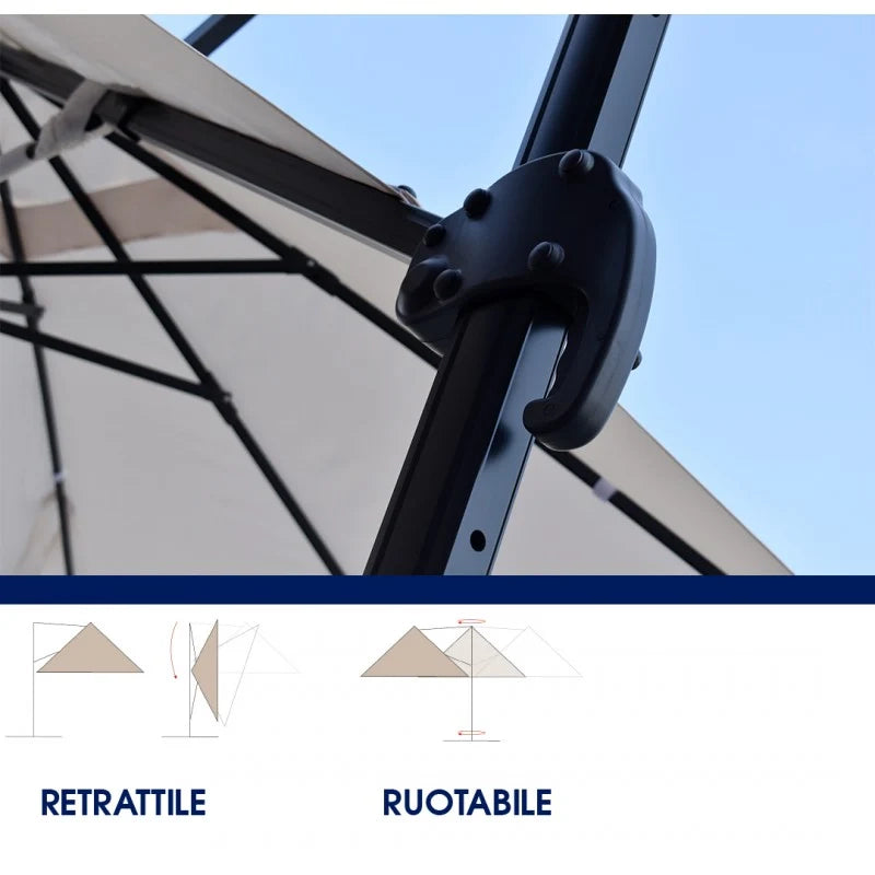 Ombrellone a braccio palo grigio 3 x 4 in alluminio Top Eventi