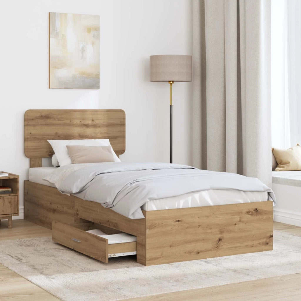 Struttura del letto con testiera Rovere artigianale 90 x 200 cm 3412426