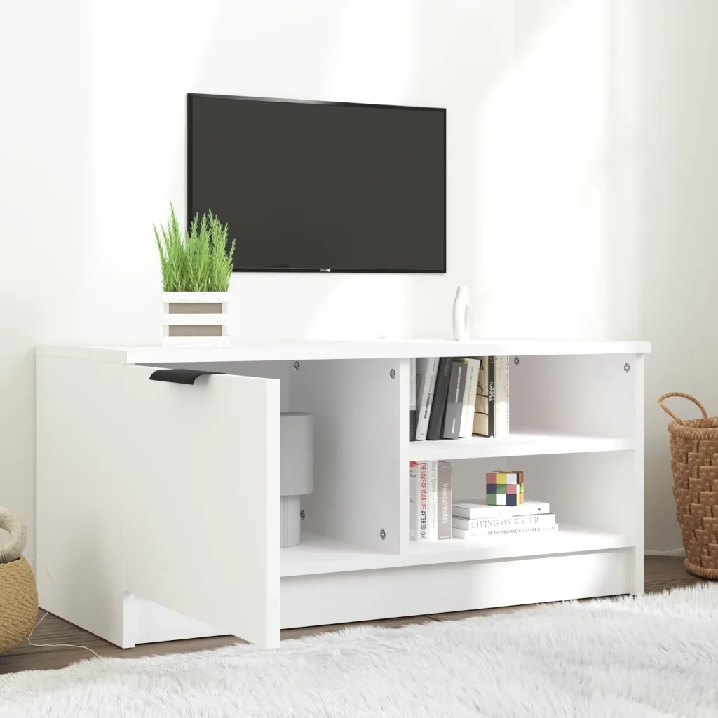 Mobile Porta TV Bianco 80x35x36,5 cm in Legno Multistrato 811466