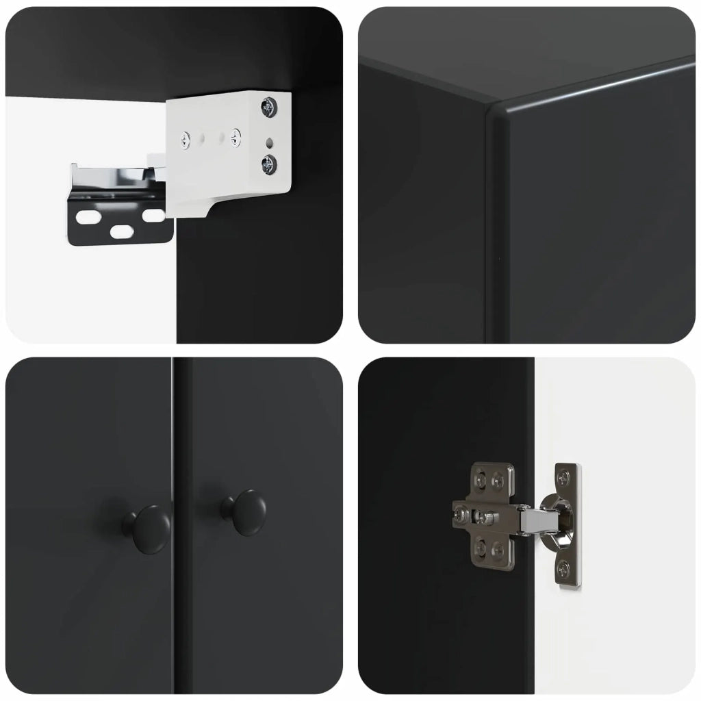 Armadietto a Muro | Mobiletto a muro Nero 59 x 31 x 60 cm Legno ingegnerizzato