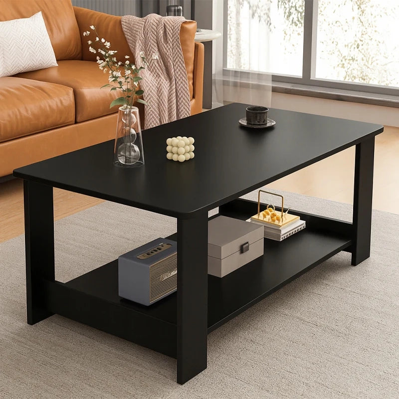 Tavolino da Caffè Nero 100 cm Stile Loft con Ripiano Ideale per Soggiorno Moderno