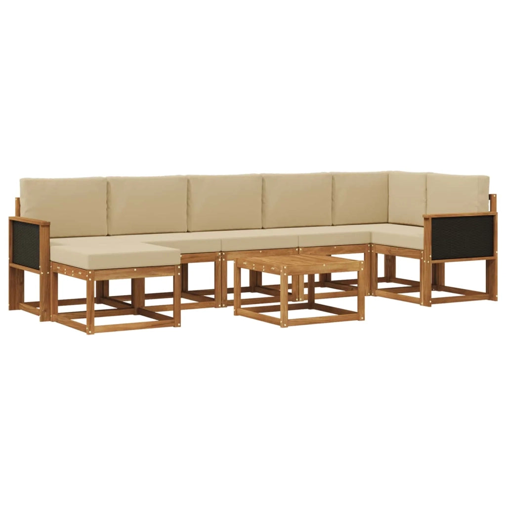 Set di divani da esterno 8 pz Naturale e Beige Poliestere 3385404