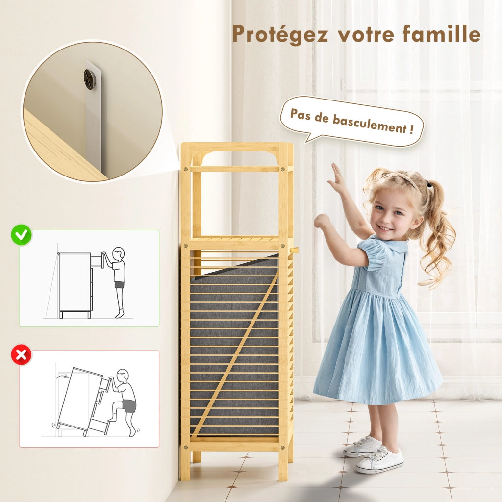 Mobile da bagno in bamb¨´ ¨C zephmum ¨C 40x30x95cm effetto legno naturale