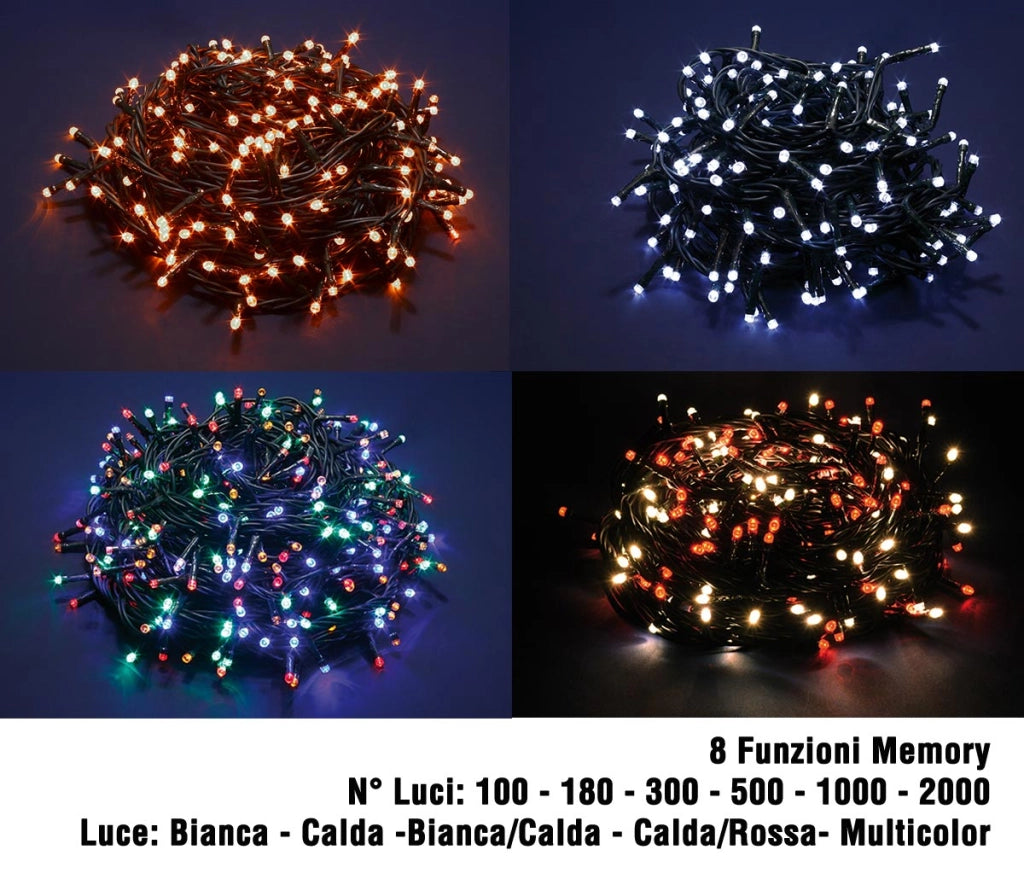 Luci di Natale Led a Luce Calda Fredda Bianca da Esterno Interno Addobbi Albero Temperatura di colore: Luce Oro, Numero Led: 2000