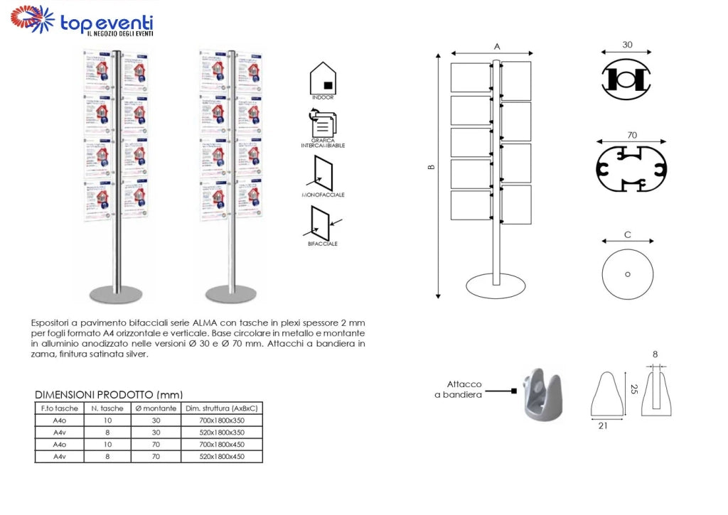 Set Ricambio Tasche Espositore formato A4 verticale - Verticale