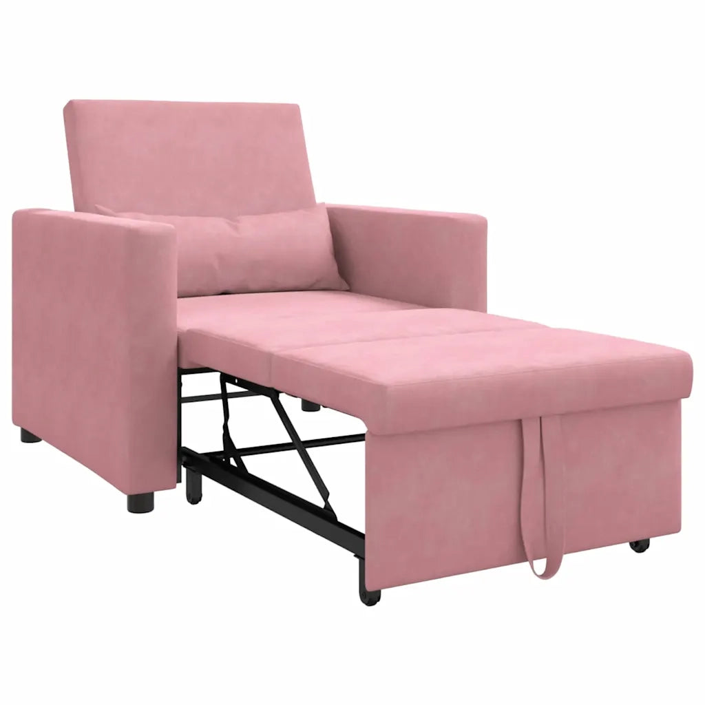 Divano letto | Sof¨¤ letto | Letto singolo estraibile singolo con ruote Rosa chiaro Velluto