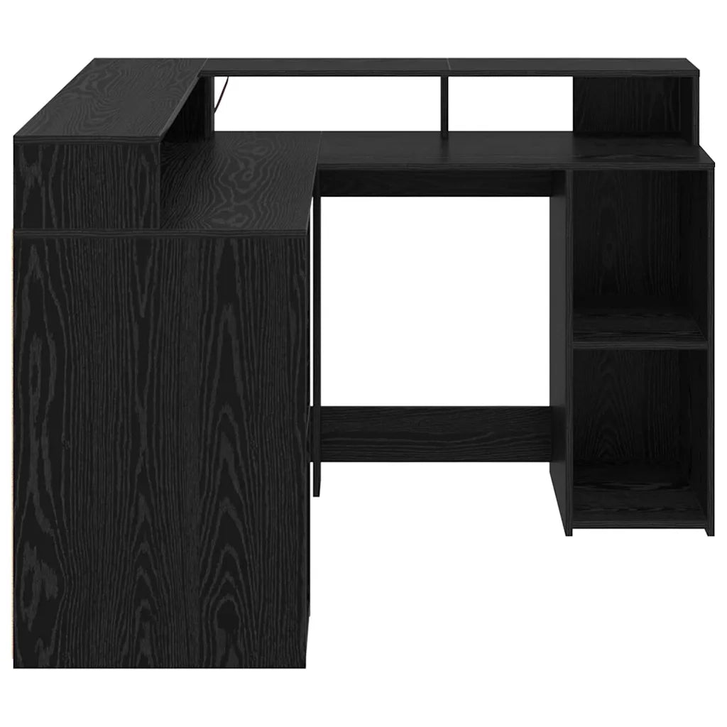 Scrivania | Tavolo da Ufficio Rovere Nero 130 x 130 x 91 cm Legno multistrato