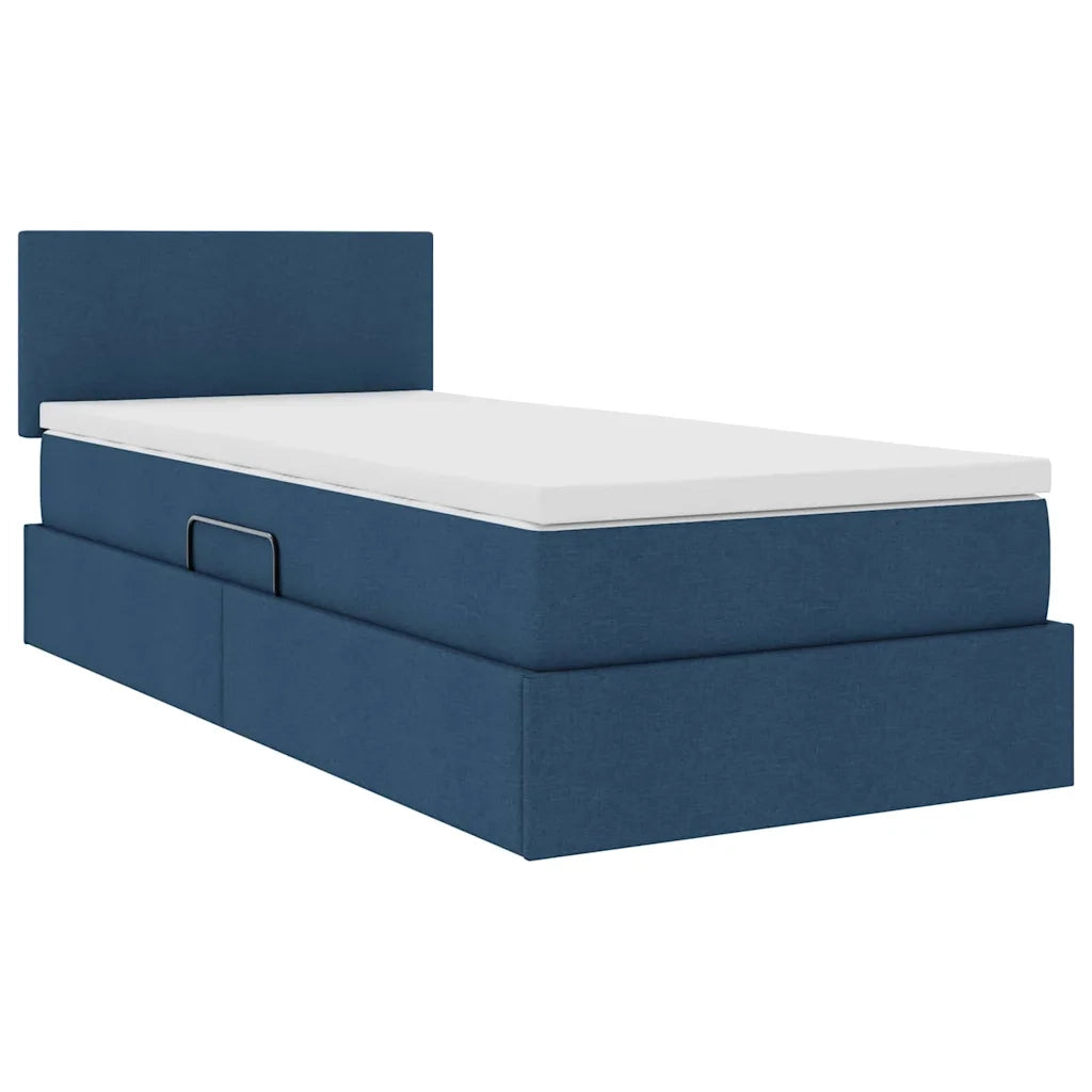 Letto con contenitore e LED con led Blu 100 x 200 cm Tessuto