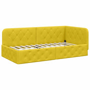 Letto singolo | Letto per adulti | Cornice del letto ad angolo Giallo 90 x 200 cm Velluto