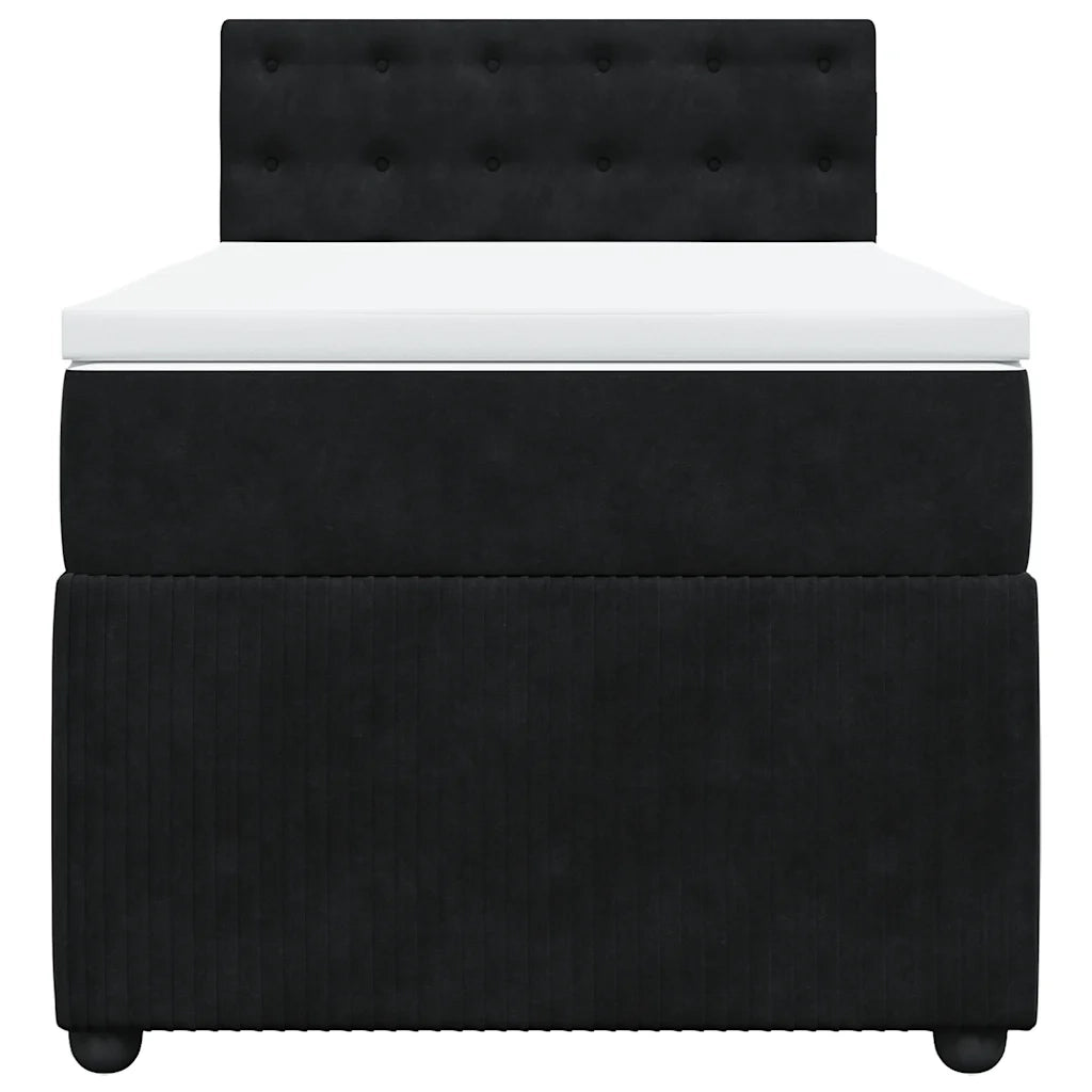 Letto singolo | Letto per adulti | Giroletto a Molle con Materasso Nero 80x200 cm in Velluto