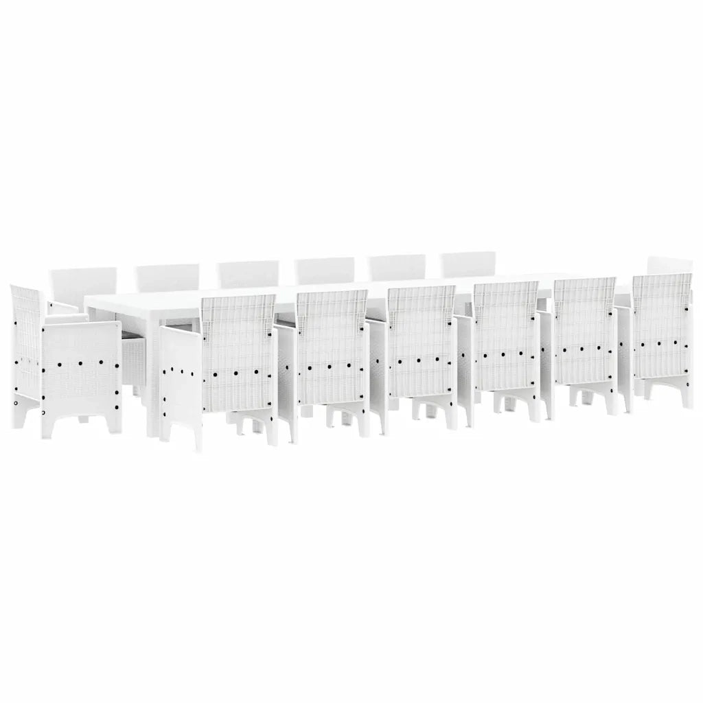 Set da Pranzo per Giardino 15 pcs Bianco Rattan Polt