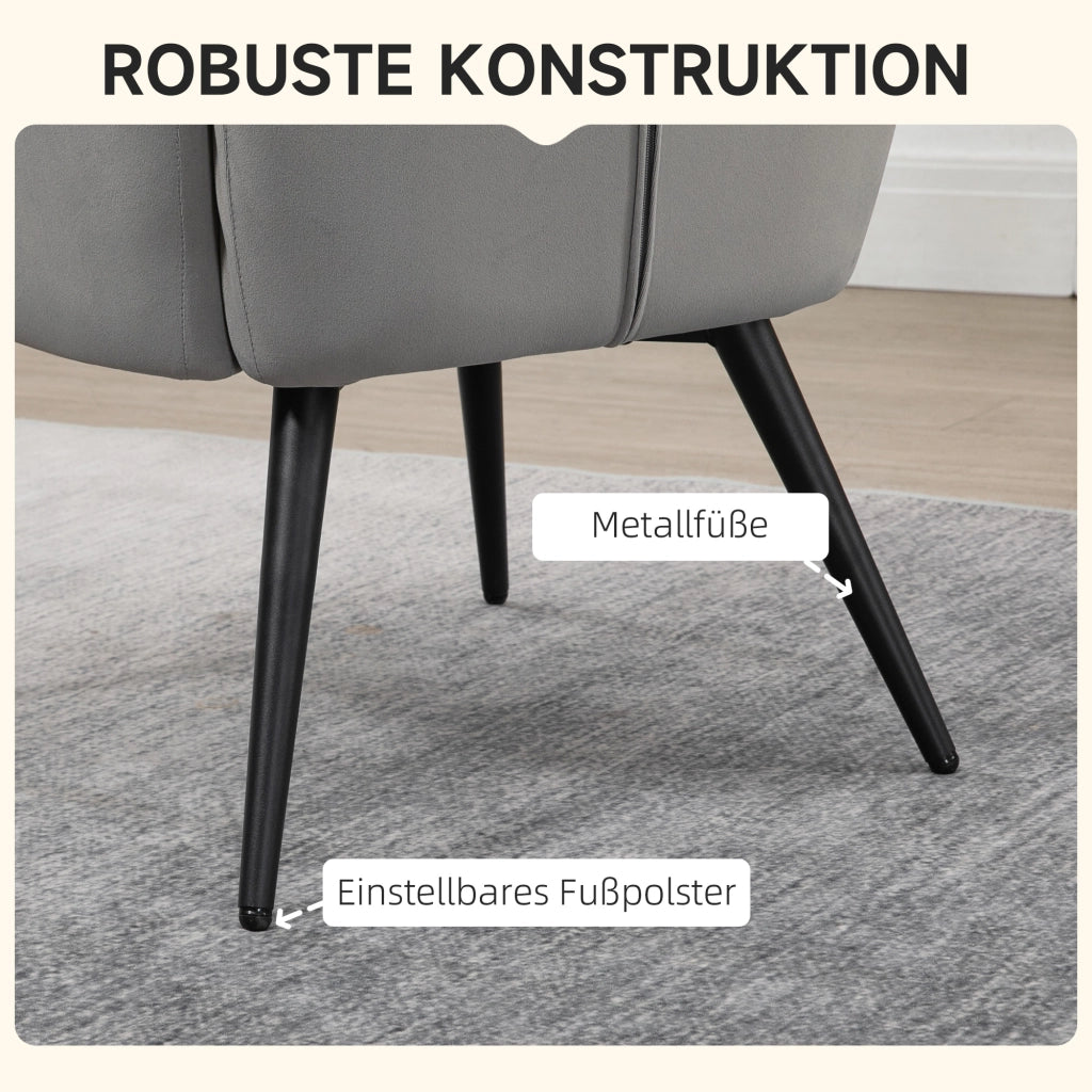 POLTRONA con pouf Set da 2 pezzi 73x77,5x98 cm grigio chiaro